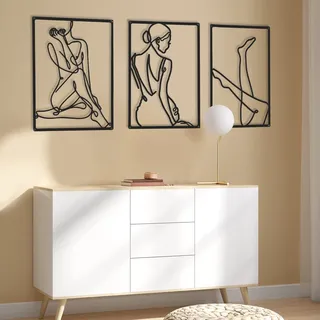 CHENGU Minimalistische Abstrakte Frauen-Wandkunst, Linienzeichnung, Einzeilig, Weiblich, Zum Aufhängen, Dekor für Küche, Badezimmer, Wohnzimmer, 3 Stück (Beinstil)
