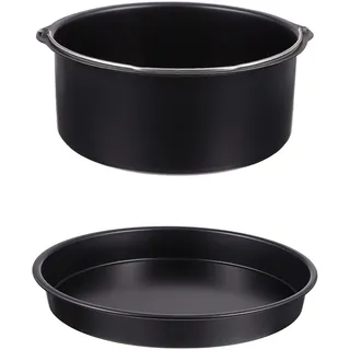 SOLUSTRE 2-Teiliges ZubehöRset FüR HeißLuftfritteuse, 6 Zoll Kuchenform Und Pizzapfanne Aus Karbonstahl, Antihaftbeschichtung