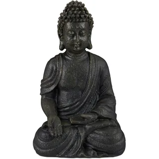 Relaxdays Buddha Figur sitzend 18 cm Dunkelgrau