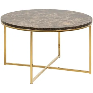 Livetastic Couchtisch , Braun, Goldfarben , Holzwerkstoff , Marmoroptik , rund , eckig , 80x46x80 cm , Reach , Wohnzimmer, Wohnzimmertische, Couchtische, Couchtische rund