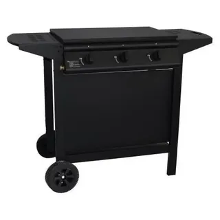 Gasgrill mit Plancha GRILL GARDEN, 3 Brenner, Schwarz, Mit Schutzhaube, Piezo-Zündung - Schwarz