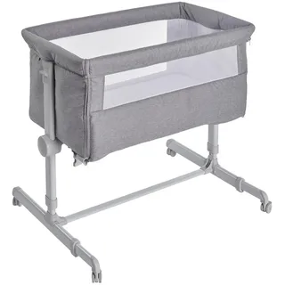 My Baby Lou Beistellbett , Grau, Weiß , Metall, Kunststoff, Textil, Holzwerkstoff , 56x89x81 cm , ISO 9001, Fsc, Bsci , Reißverschluss, Bezug abnehmbar, Bezug waschbar, Netzfenster, höhenverstellbar, sehr stabil , Babymöbel & Kindermöbel, Babyzimmer, Babybetten, Beistellbetten