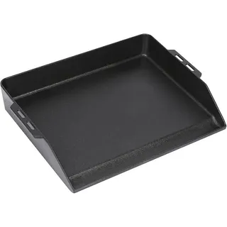 48 x 36 cm Universal Plancha, Gusseisen Grillplatte für Gasgrill, Backofen & Herd, Grillpfanne für RÖSLE VIDERO, Weber, CharBroil, , Campingaz, Tepro und mehr, mit integrierter Fettrinne - Schwarz
