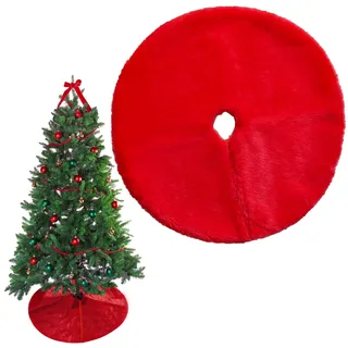 Mini Weihnachtsbaumdecke Rund, 38cm Weihnachtsbaum Rock, Klein Baumrock Plüsch Weihnachtsbaum Röcke, Christbaum Decke für Weihnachtsbaum Untere Dekoration, Urlaubs Deko (Rot-G)