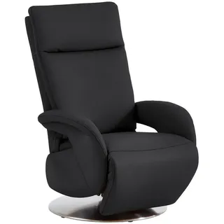 Cantus Relaxsessel , Schwarz , Metall , Echtleder , Color-Finish-Leder , 70x108x80 cm , Goldenes M , Fußauswahl, Lederauswahl, Stoffauswahl, Relaxfunktion, Sitzfläche 360° drehbar, inklusive Armlehnen , Wohnzimmer, Sessel, Ledersessel