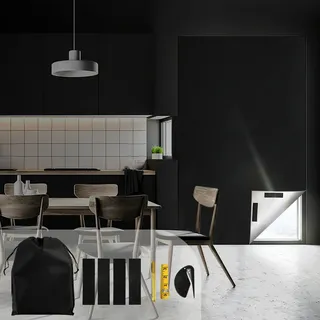 Hengda 145*300cm Verdunklungsstoff Sonnenschutz Verdunkelungs Sonnenschutz zu 100% verdunkelnd,Folie mit Thermobeschichtung,lichtundurchlässige für Fenster,Dachfenster - Schwarz
