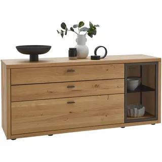 Valnatura Sideboard , Dunkelgrau, Wildeiche , Metall , Wildeiche , massiv , 1 Fächer , 3 Schublade(n) Schubladen , 168x74x45.0 cm , Goldenes M, Dgm , Typenauswahl, Beimöbel erhältlich , Holzmöbel, Wohnwände Holz, Wohnwand Serien Holz