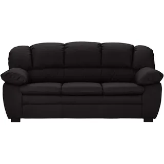 Mivano 3-Sitzer Sofa Casino, Große Ledercouch mit moderner Kontrastnaht, 191 x 88 x 92, Kunstleder Schwarz