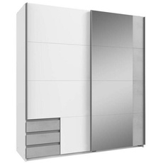 Bild von Emden 180 x 198 x 64 cm weiß/Beton Nachbildung lichtgrau mit Spiegel und Schubladen