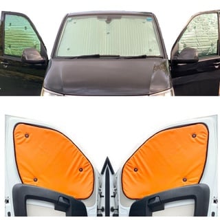 Fensterrollo-Set Kombatibel Mit Iveco Daily (2014-Date)(Frontset) Rückseite in fluoreszierendem Orange, Reversibel und Thermisch