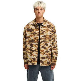 Langarmhemd QUIKSILVER "Castlehill", Herren, Gr. XXL, US-Größen, braun (rawhide garage camo), Obermaterial: 100% Baumwolle., Hemden Langarmhemd