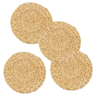 SEUICYNE 4er Set Platzset aus Wasserhyazinthe, 33cm Tischset Rund, Platzset aus Seegras 1cm, Tischuntersetzer Natur, Platzdeckchen Handgefertigte Geflochtene Tischmatte für Esstisch Besteck