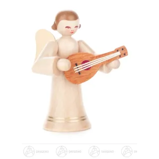 Engel mit Mandoline, langer Rock, natur H=ca 6cm NEU Erzgebirge Weihnachtsfigur
