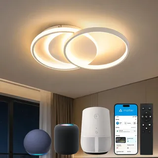 BAYHT Deckenlampe Smart Deckenleuchte Dimmbar with Matter, Kompatibel Mit Alexa, Google, HomeKit and IFTTT - Moderne Led Deckenleuchte mit Fernbedienung, 35W 4200LM, ideal für Wohnzimmer Schlafzimmer