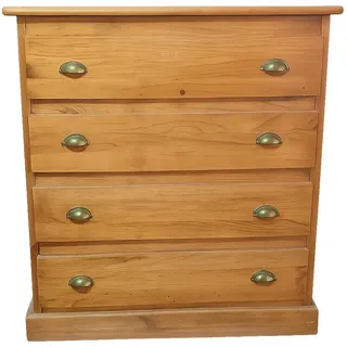 Kommode mit 4 Schubladen aus Massivholz mit goldenen Metallgriffen