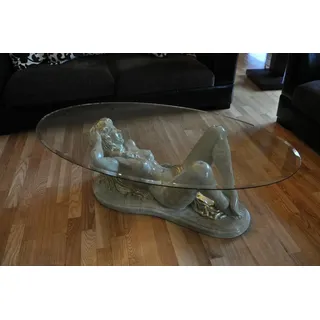 Erotischer Glastisch Skulptur Figur Couchtisch Tisch Sofa Bestell Tische Statue - Grau