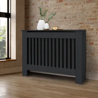 ML-Design Heizkörperverkleidung Landhausstil 112x19x82 cm, Anthrazit, aus MDF lackiert, Heizungsverkleidung für Schlafzimmer Wohnzimmer - Dunkelgrau