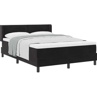vidaXL Boxspringbett mit Kopfteil Schwarz 200 x 140 cm Samt - Schwarz