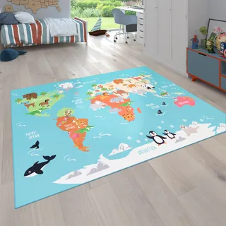 Paco Home Kinderteppich 80/150 cm Bino 564 , Türkis , Textil , Rechteckig , 80x150 cm , strapazierfähig, für Fußbodenheizung geeignet , Teppiche und Böden, Teppiche, Kinderteppiche