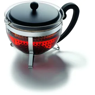 Bodum Chambord Teekanne, (Farbiger Plastikdeckel, Filter, Hitzebeständig, 1,3 liters) schwarz