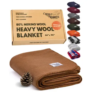 Woolly Mammoth Woolen Company Explorer-Sammlung Wolldecke 66" x 90" Tan