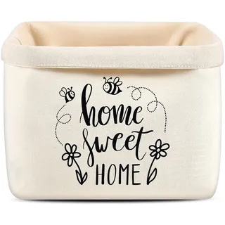 Xuniea Brotkorb Home Sweet Home Geschenk zum Umzug oder Auszug Brötchenkorb Einzugsgeschenk Brottasche Geschenkidee zum Einzug Brotkorb aus Stoff (Weiß)