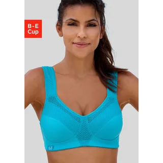 Sport-BH H.I.S, Damen, Gr. 110, Cup B, blau (türkis), Microtouch, Obermaterial: 90% Polyester (COOLMAX), 10% Elasthan, BHs Sport-BH, ohne Bügel aus schnell trocknendem COOLMAX-Material, Topseller