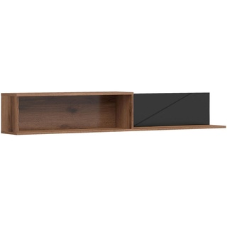 Xxxl Wandboard , Schwarz, Eichefarben , Holzwerkstoff , 156x25x22 cm , Wohnzimmer, Regale, Wandboards