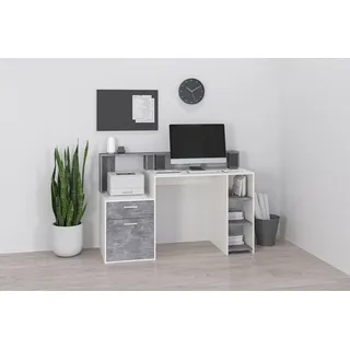 FMD "Bolton" Schreibtisch mit Stauraum und Ablage, offene Fächer, 138,5 cm breit,