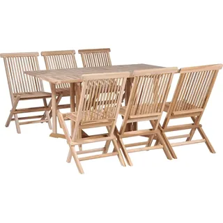Design Gartenmöbel Set Balkonmöbel-Set 7-tlg. Garten-Essgruppe Klappbar Massivholz Teak - Gartenmöbelgarnituren 2025 Neu1327243 3parcel - Braun