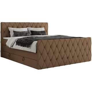MKS Meble MKS Boxspringbett Miren King Duo 180/200 Braun Kunstleder - H3, - Textil - H3 - Rechteckig , 180x200 cm , Schlafzimmer, Betten, Boxspringbetten