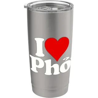 I love Heart Photo Nudeln vietnamesische Suppenfutter Doppelwandiger Edelstahl-Thermobecher
