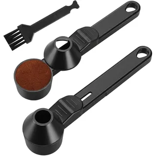 2pcs Kaffeelöffel Portionierer mit Trichter, Kaffeebohnen Löffel mit Bürste | DosierlöFfel Kaffeemesslöffel mit Nivellierer, Funnel Coffee Scoop Kaffeelot Kaffee Portionierer für Kaffee Proteinpulver