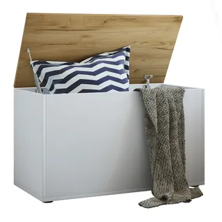 Sitztruhe VCM "Holz Sitztruhe Sitzbank Truhe Box Kiste Bendola", braun (weiß, honig, eiche), B:82cm T:44cm, Garderobenpaneele, Sitztruhe