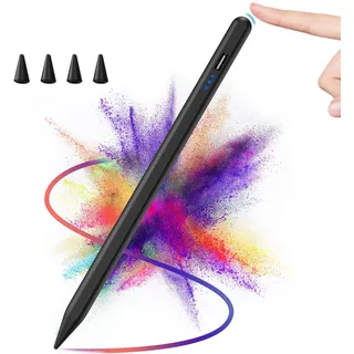 Stift für iPad mit Palm Rejection, Stylus Pen für iPad 11 A16/10th/9th/8th/7th Gen/Pro 13/12.9/11''/Air 13''/11''/5/4/3rd Gen/Mini 6/5th Gen, Magnetisch Active Pencil für i Pad 2018-2025 (Schwarz)