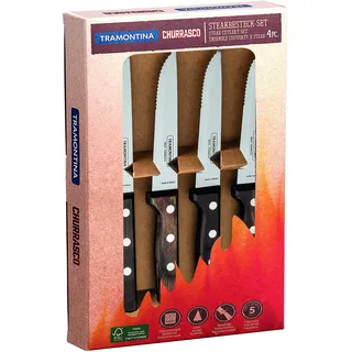 Tramontina Gaucho Steakmesser, 4 teiliges Set, Edelstahl AISI 420, Echtholz 24