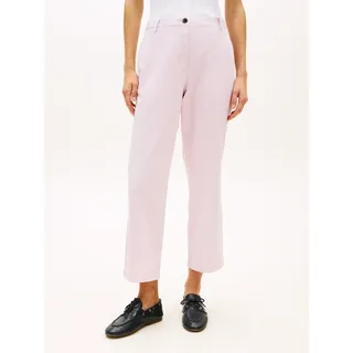 Chinohose TOMMY HILFIGER "CO GMD SLIM STRAIGHT CHINO", Damen, Gr. 36, N-Gr, rosa (lila powder), Web, Obermaterial: 65% Baumwolle, 33% Lyocell, 2% Elasthan, unifarben, straight fit lang, Hosen Chinohose, mit mittlerer Leibhöhe
