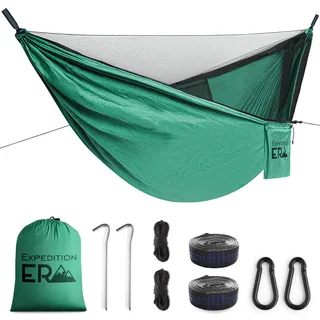 Hängematte Outdoor 270x140cm - Camping Hängematte mit Moskitonetz - Ultraleicht Hammock bis 200kg - Wetterfest Reisehängematte - Reise Schlafhängematte - Leicht Hamak Outdoor XXL für Balkon & Garten
