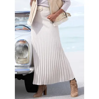 Strickrock LASCANA, Damen, Gr. 34, beige (beige melange), Strick, Obermaterial: 100% Polyacryl, unifarben, figurumspielend knöchellang, Röcke Strickrock, in Plisseeoptik, eleganter Maxirock aus Strukturstrick