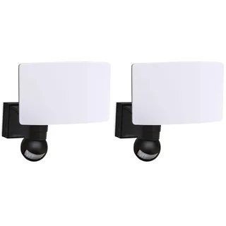 B.K.Licht - Aussenlampe mit Bewegungsmelder, Dämmerungssensor, schwenkbar, Wandlampe, Wandleuchte aussen, LED Strahler, Außenleuchte, Außenwandleuchten, Außenbeleuchtung, 21,7x17,6x18 cm, Schwarz