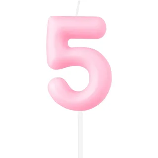 Macaron Rosa Zahl 5 Kerzen, Rosa 5th Geburtstag Kerzen, Macaron Happy Birthday Kerze für Kuchen, süße Kuchendekoration, Macaron Rosa Cake Topper für Mädchen Jungen Geburtstagsdekorationen
