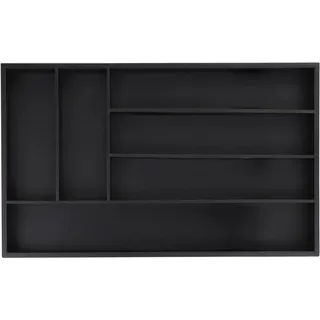 Relaxdays Besteckkasten Bambus Schwarz 6 Fächer 46 cm x 28 cm x 5 cm