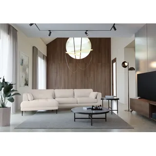 TRENDMANUFAKTUR "Luzi, wahlweise mit Schlaffunktion & Bettkasten., L-Form", Designsofa mit tollem Sitzkomfort, Metallfüße schwarz, Breite 280 cm,
