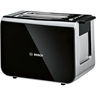 Bosch Toaster TAT8613N integrierter Brötchenaufsatz, Liftfunktion, Auftaufunktion, Abschaltautomatik, Brotzentrierung, 800 W, Schwarz