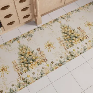 PETTI Artigiani Italiani - Weihnachts-Küchenläufer, rutschfest und waschbar, Weihnachtsteppich 52x180 cm, Xmas Gold, Made in Italy
