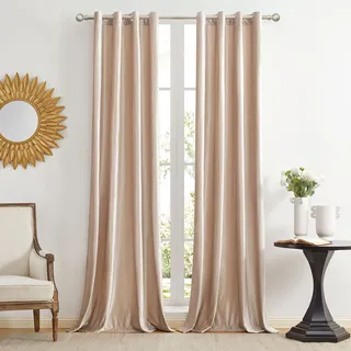 GIGIZAZA Dekorative Champagner Samt Fenster Vorhänge, 140 x 240 cm (Breite x Länge) Wohnzimmer Öse Tülle Blackout Thermisch isolierte Fenster Vorhänge für Schlafzimmer 2 Panels