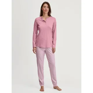 CALIDA Schlafanzug CALIDA "Striped Dreams", Damen, Gr. XS (36/38), lila (lilas), Interlock, Obermaterial: 100% Baumwolle, bequem lang, Rundhals, Homewear-Sets Schlafanzug, mit Kopfleiste, Interlock-Qualität, lange Ärmel