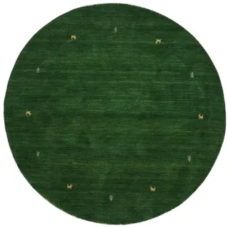 carpetfine Gabbeh Uni Wollteppich Ø 80 cm Grün