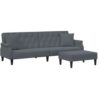 Schlafsofa 2-Sitzer mit Kissen und Fußhocker Dunkelgrau Samt - Grau, Dunkelgrau