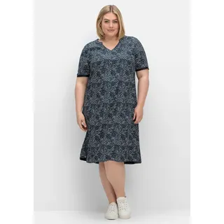 Sheego Druckkleid »Kleid in leichter A-Linie, mit Punkte-Alloverprint«, in leichter A-Linie, mit Punkte-Alloverprint, blau